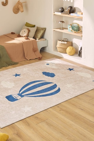 Tapete Happy - Bege e azul