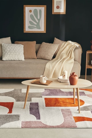 Tapete Memphis - Cinzento e laranja