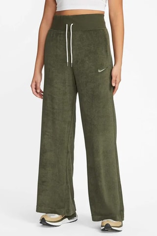 Pantalon wide legs taille haute en velours Terry - Kaki