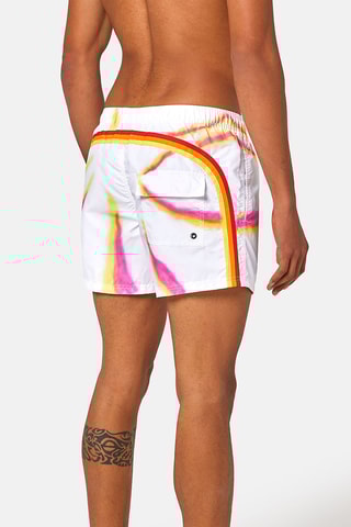 Short de bain - Blanc et fuchsia