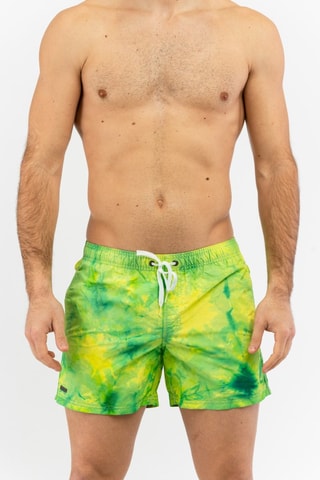 Short de bain tie and dye - Vert clair et jaune