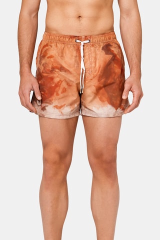 Short de bain tie and dye - Rouge brique et marron