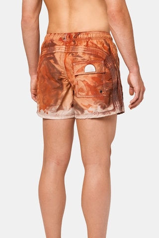 Short de bain tie and dye - Rouge brique et marron