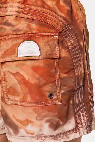 Short de bain tie and dye - Rouge brique et marron