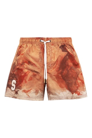 Short de bain tie and dye - Rouge brique et marron
