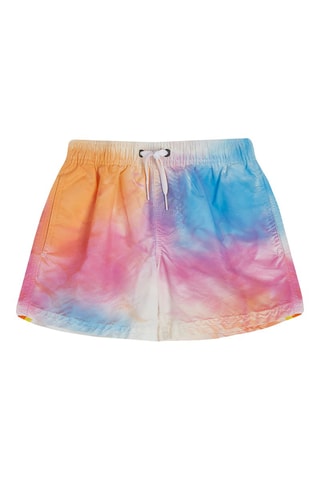 Short de bain tie and dye - Orange et bleu clair