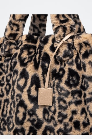 Sac shopping en fourrure synthétique - Beige et noir