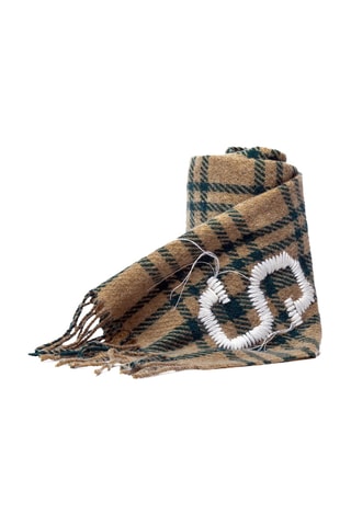 Echarpe en laine - Beige et vert foncé