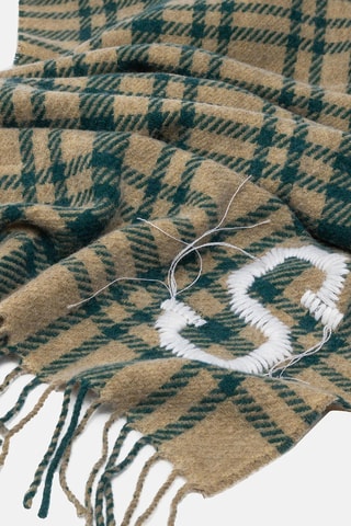 Echarpe en laine - Beige et vert foncé