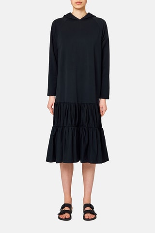 Robe midi polaire à capuche - Noir