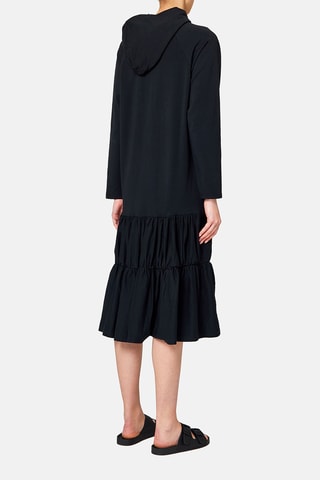 Robe midi polaire à capuche - Noir
