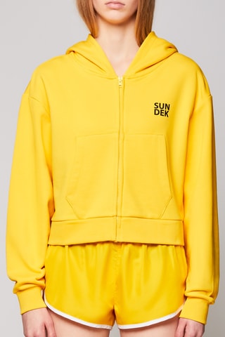 Sweat polaire à capuche - Jaune