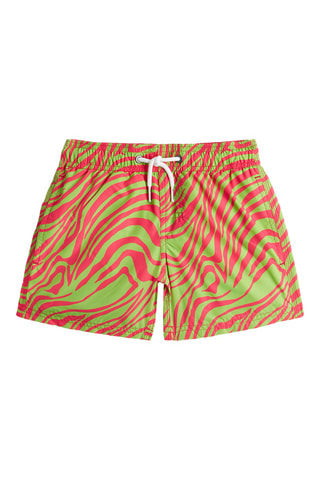 Short de bain - Vert fluo et fuchsia