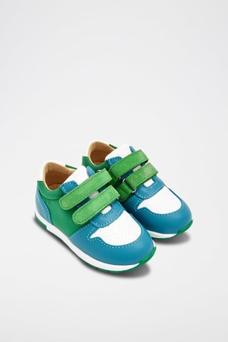 Leren Sneakers Lucky BB Hemelsblauw en Donkergroen