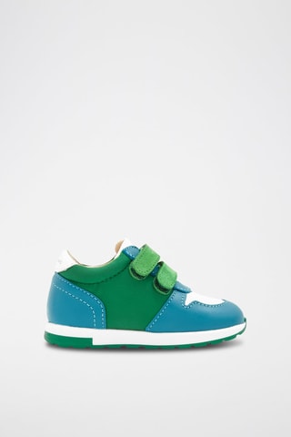 Leren Sneakers Lucky BB Hemelsblauw en Donkergroen
