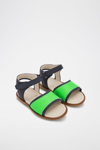 Leren Sandalen Bimbo Felgroen en Marineblauw