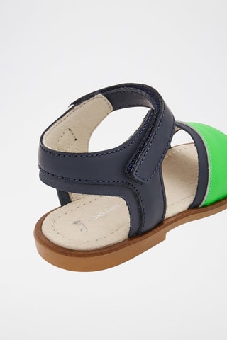 Leren Sandalen Bimbo Felgroen en Marineblauw