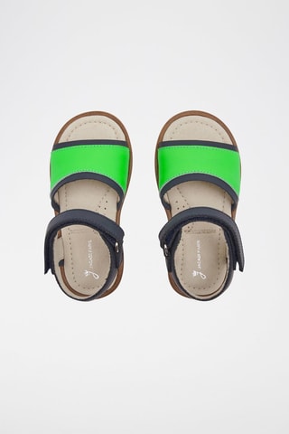Leren Sandalen Bimbo Felgroen en Marineblauw