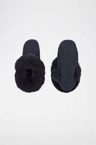 Schapenleren- en Wollen Gevoerde Pantoffels Avignon Marineblauw