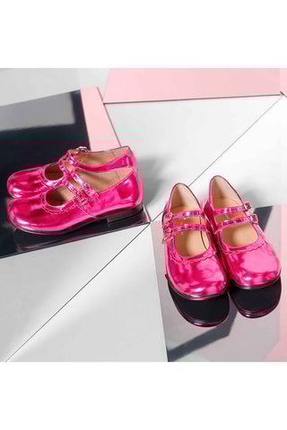 Leren Mary Janes - Fuchsia