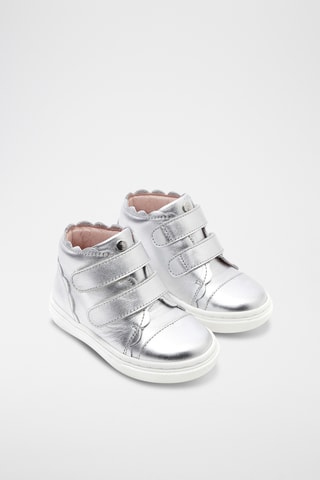 Leren Hoge Sneakers - Zilverkleurig