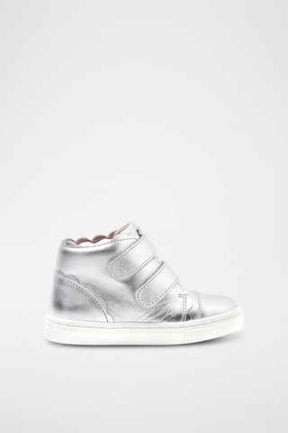 Leren Hoge Sneakers - Zilverkleurig