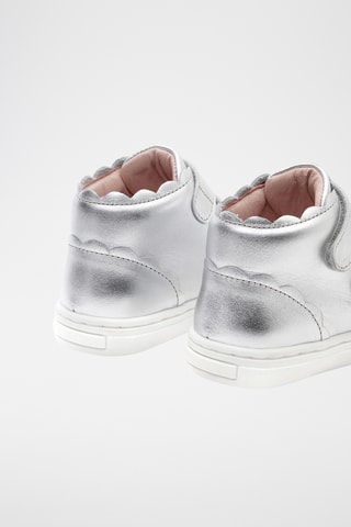 Leren Hoge Sneakers - Zilverkleurig