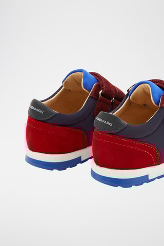 Leren Sneakers - Marineblauw en bordeauxrood