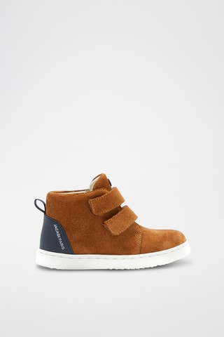 Hoge Leren Sneakers - Camel en Marineblauw
