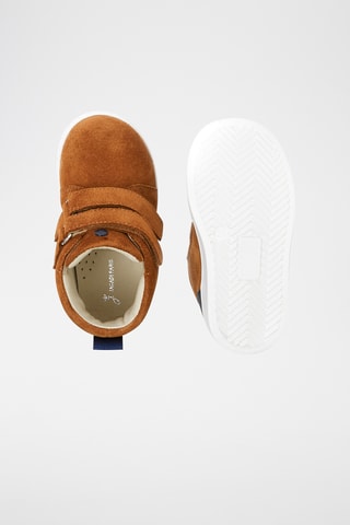 Hoge Leren Sneakers - Camel en Marineblauw