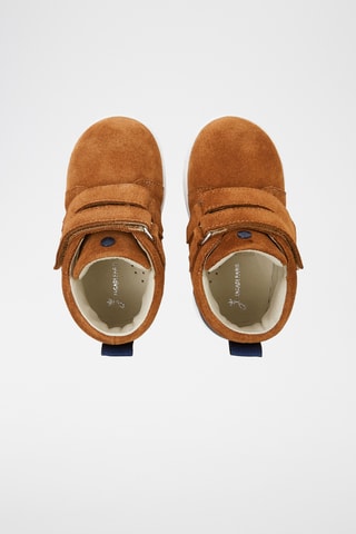 Hoge Leren Sneakers - Camel en Marineblauw