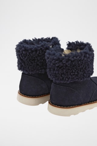 Gevoerde Nubuck en Schapenwollen Boots - Marineblauw