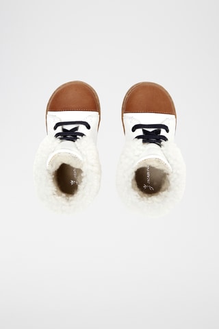 Hoge Gevoerde Leren en Schapenwollen Sneakers - Wit