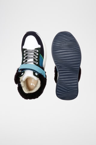 Hoge Gevoerde Leren en Schapenwollen Sneakers - Wit