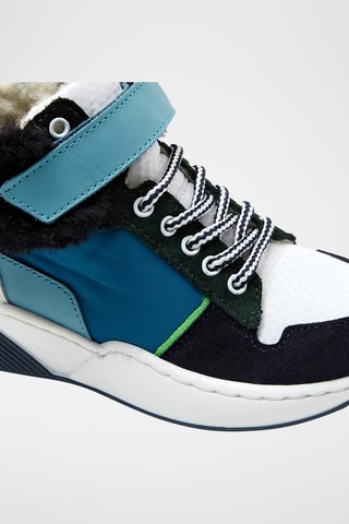 Hoge Gevoerde Leren en Schapenwollen Sneakers - Wit