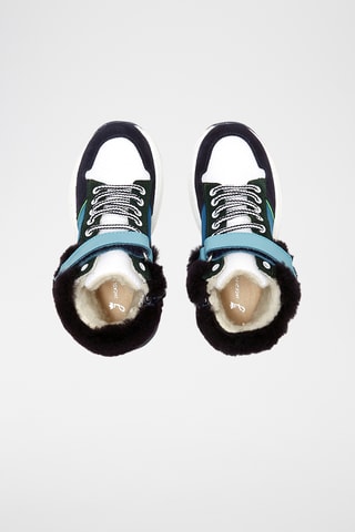 Hoge Gevoerde Leren en Schapenwollen Sneakers - Wit