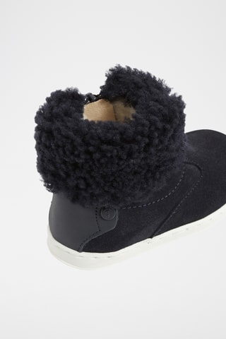 Gevoerde Splitleren en Schapenwollen Boots - Marineblauw