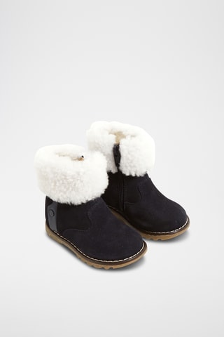 Gevoerde Splitnubuck en Leren Boots - Zwart 