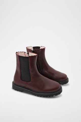 Leren Enkellaarzen - Bordeauxrood