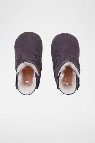 Gevoerde Nubuck Pantoffels - Donkergrijs 