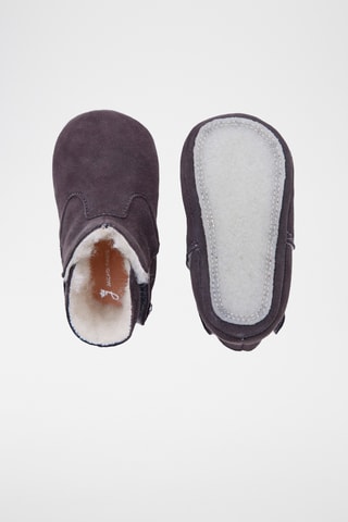 Gevoerde Nubuck Pantoffels - Donkergrijs 