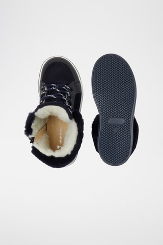 Gevoerde Hoge Leren en Schapenwollen Sneakers - Marineblauw