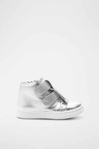 Leren Hoge Sneakers - Zilverkleurig