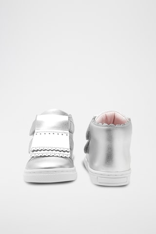 Leren Hoge Sneakers - Zilverkleurig