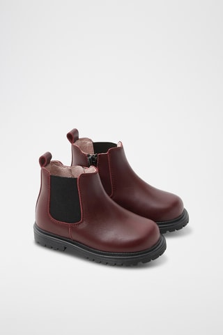 Leren Enkellaarzen - Bordeauxrood