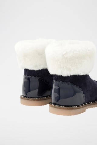 Gevoerde Leren en Schapenwollen Enkellaarzen - Zwart