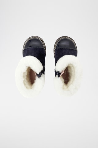 Gevoerde Leren en Schapenwollen Enkellaarzen - Zwart