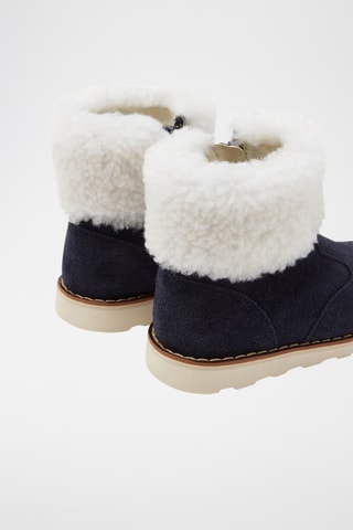 Gevoerde Nubuck en Schapenwollen Boots - Donkerblauw