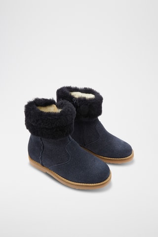 Gevoerde Nubuck Enkellaarzen - Marineblauw