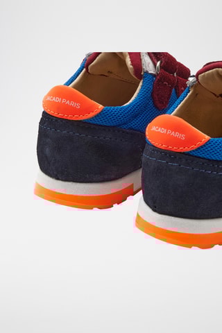 Leren en Nubuck Sneakers - Grijs en kobaltblauw